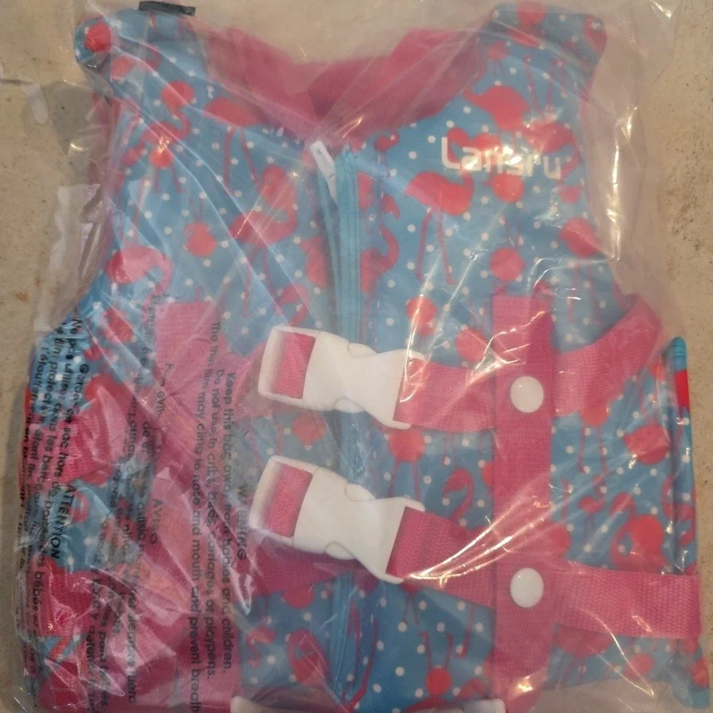 NEW Swim Vest Toddler Float Jacket Girls Swimming Jacket Flamingos Medium 4-6 yr
